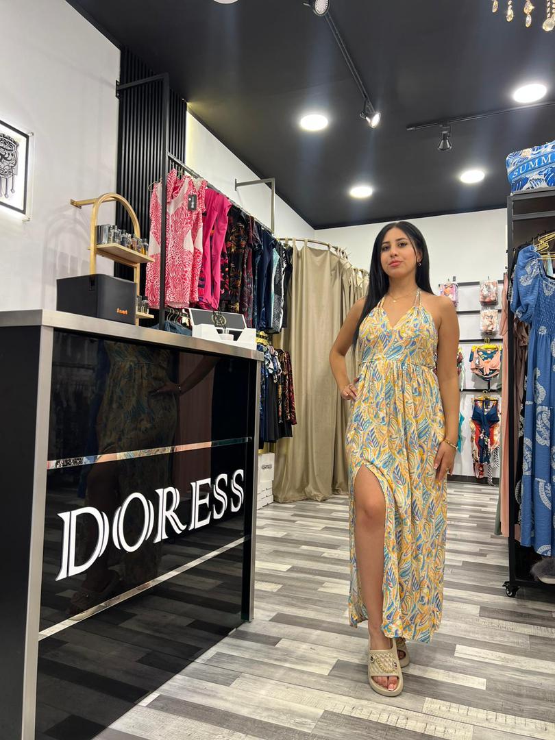 robe de plage orange jaune imprimée Anastasia