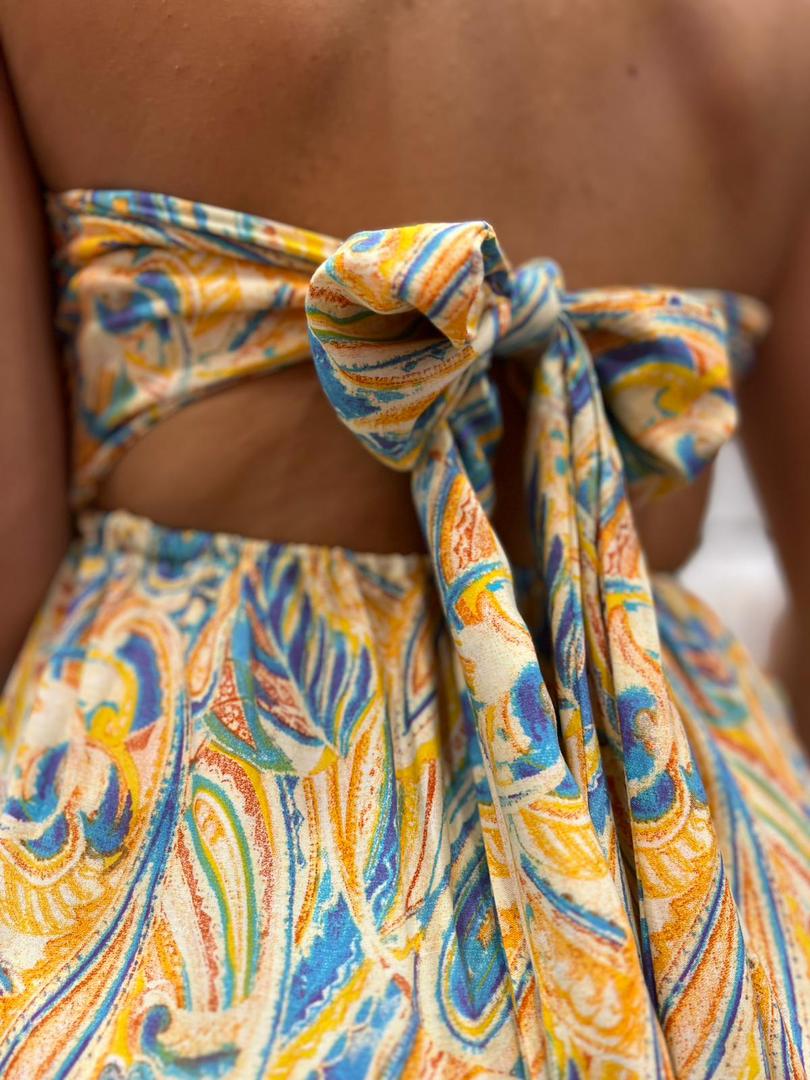 robe de plage orange jaune imprimée Anastasia